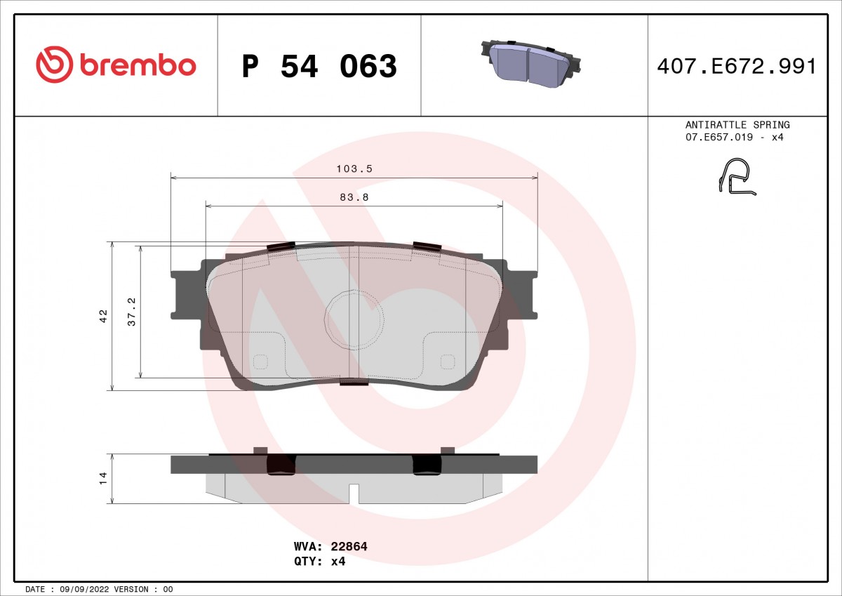 Brembo Bremsbelagsatz, Scheibenbremse PRIME LINE P 54 063 - - RSU.de